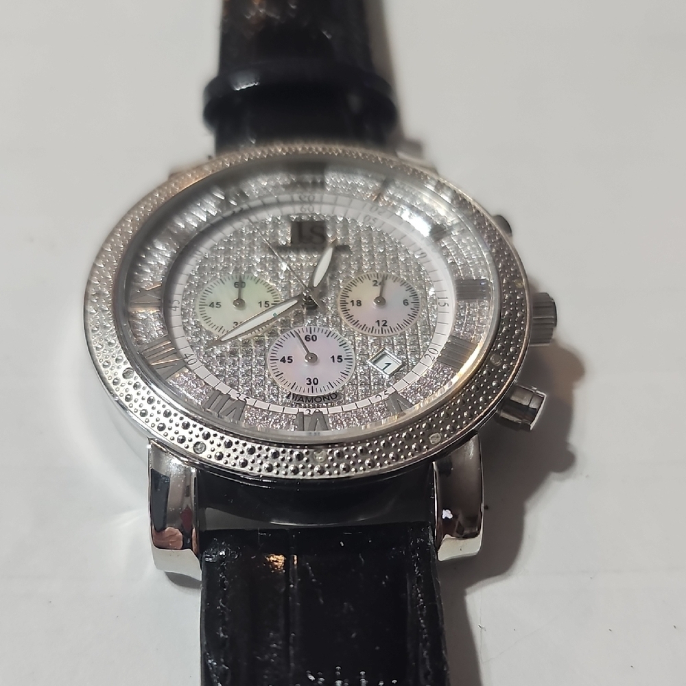 Elegant J & S Silvertone and Black Men's Watch NWOT